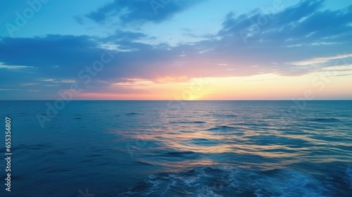 sunset over the beautiful deep blue ocean