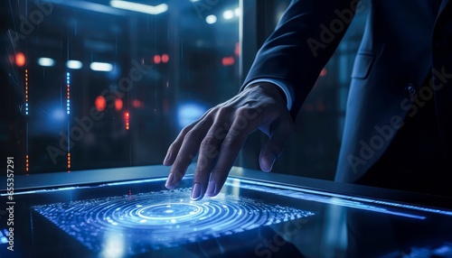 Businessman Uses Holographic Touchscreen to Automate Tasks and Boost Productivity
