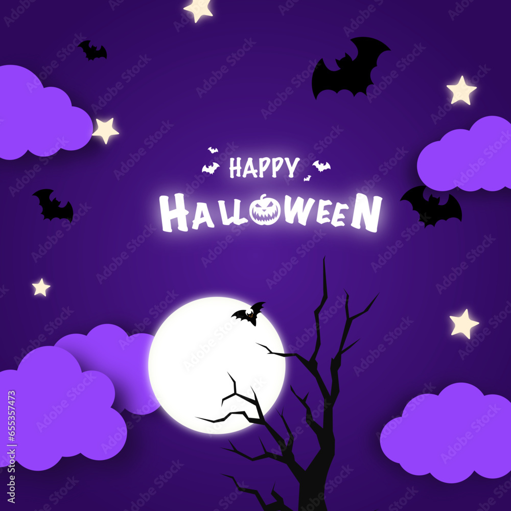 Halloween Promotion Poster or banner template.Halloween night, halloween elements. Website spooky or banner template