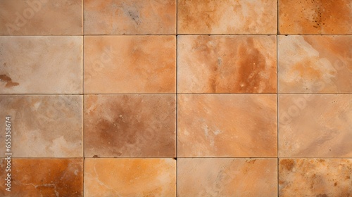 Pattern of Travertine Tiles in orange Colors. Top View