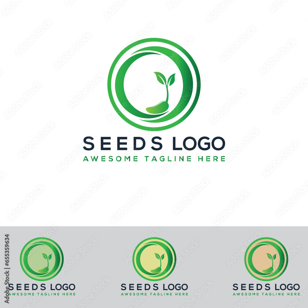 Seeds logo design agriculture field plant and concept Seeds logo design agriculture field plant and concept