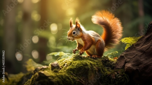 squirrel in the forest with natural habitat © Nicolas Swimmer