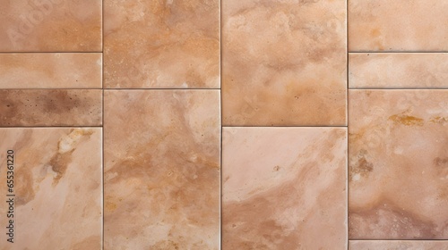 Pattern of Travertine Tiles in rose gold Colors. Top View