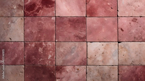 Pattern of Travertine Tiles in ruby Colors. Top View