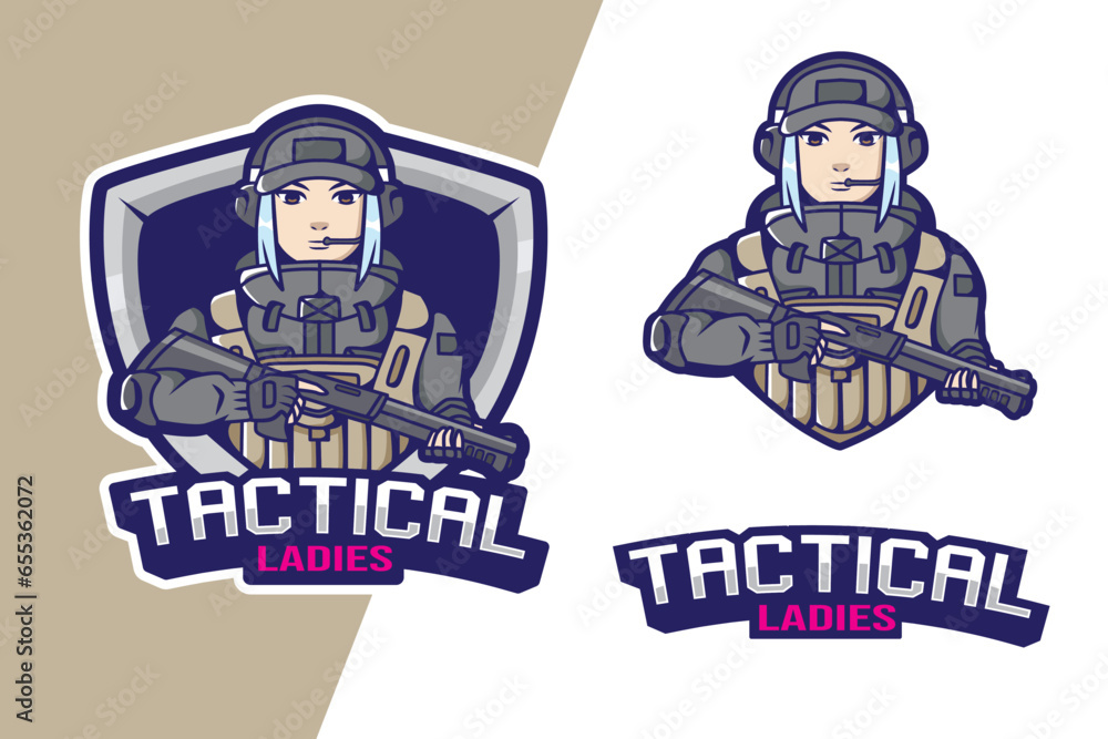 mascot logo girl with shotgun for team esport and design mascot logo girl with shotgun for team esport and design