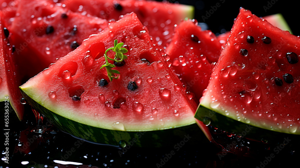 ripe red watermelon on black background ripe red watermelon on black background