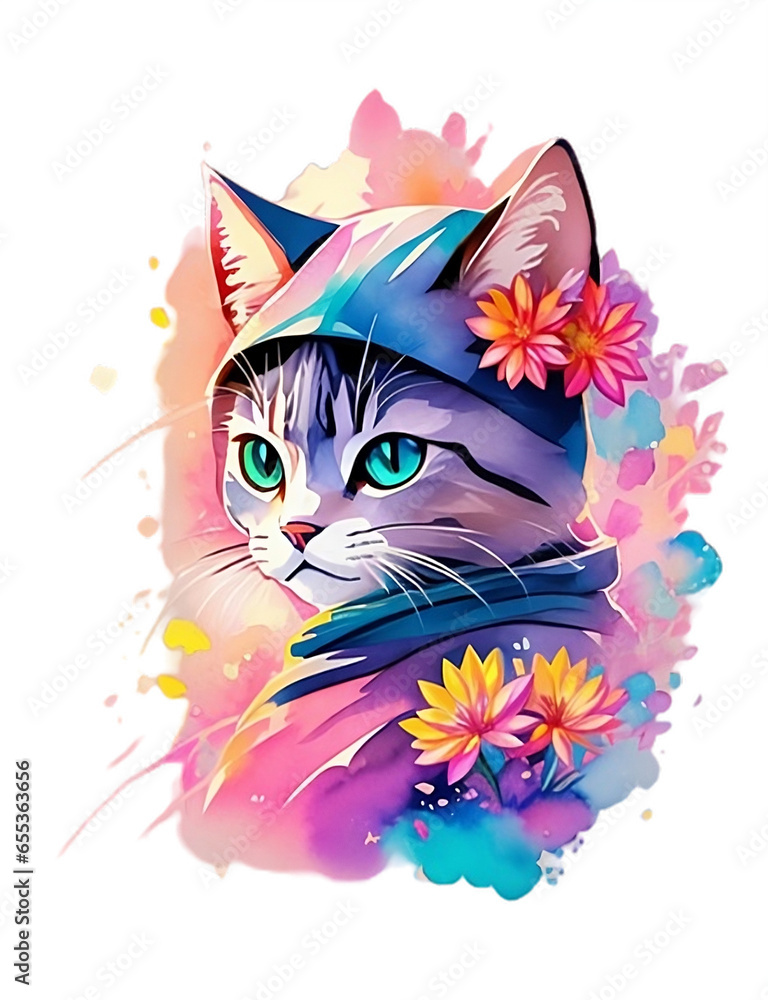 A detailed illustration face ninja cat fire t-shirt design flowers splash t-shirt design vector art cute.
created using generative artificial intelligence tools. A detailed illustration face ninja cat fire t-shirt design flowers splash t-shirt design vector art cute.
created using generative artificial intelligence tools.