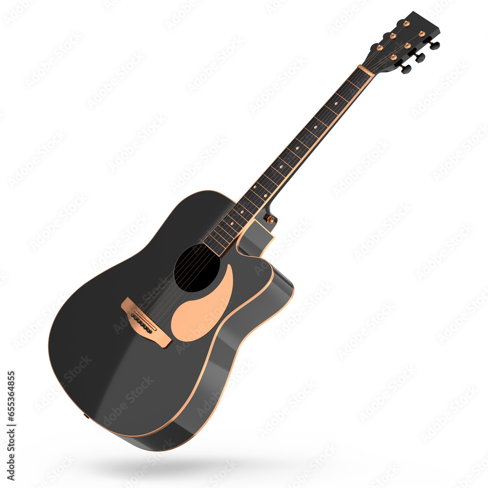 Electric acoustic guitar isolated on white background.