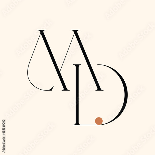MD letter logo design on luxury background