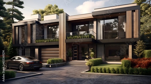 Modern and Luxury Home Exterior - Panoramic Composition © Iman