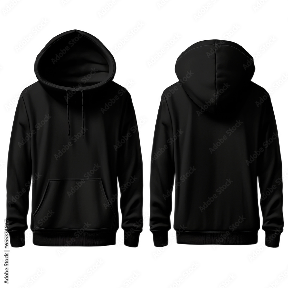 black and white hoodie, PNG, transparent background