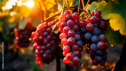 red grapes in a vineyard in tuscany, italy