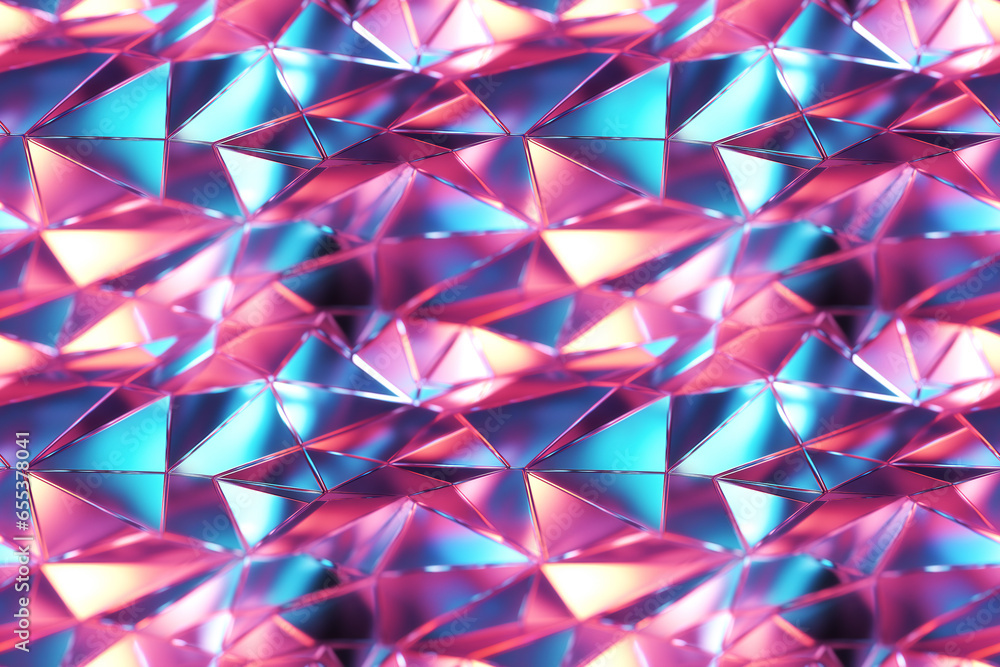 Abstract composition of holographic metal triangles. Seamless repeatable background. Abstract composition of holographic metal triangles. Seamless repeatable background.