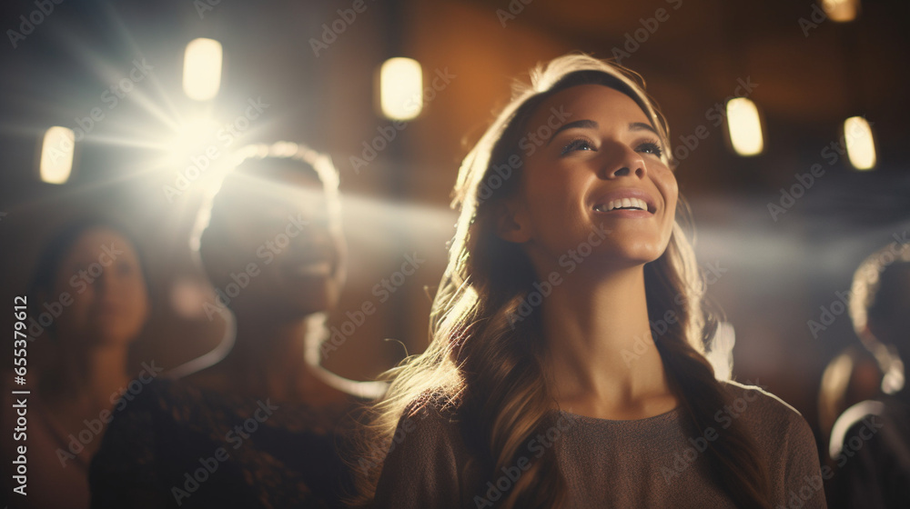 A church choir performing with soft, glowing bokeh lights, spiritual practices of Christians, bokeh A church choir performing with soft, glowing bokeh lights, spiritual practices of Christians, bokeh