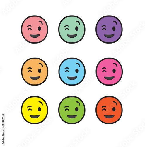 set of smiles icon in a isolated vector design illustration on a white background