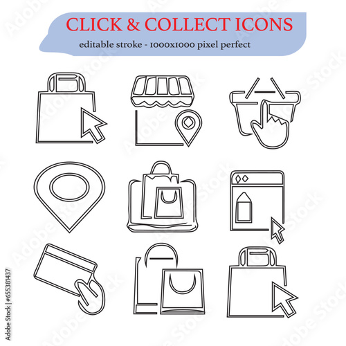 set of icons for web cilck and collection icon in a isolated vector design illustration on a white background photo