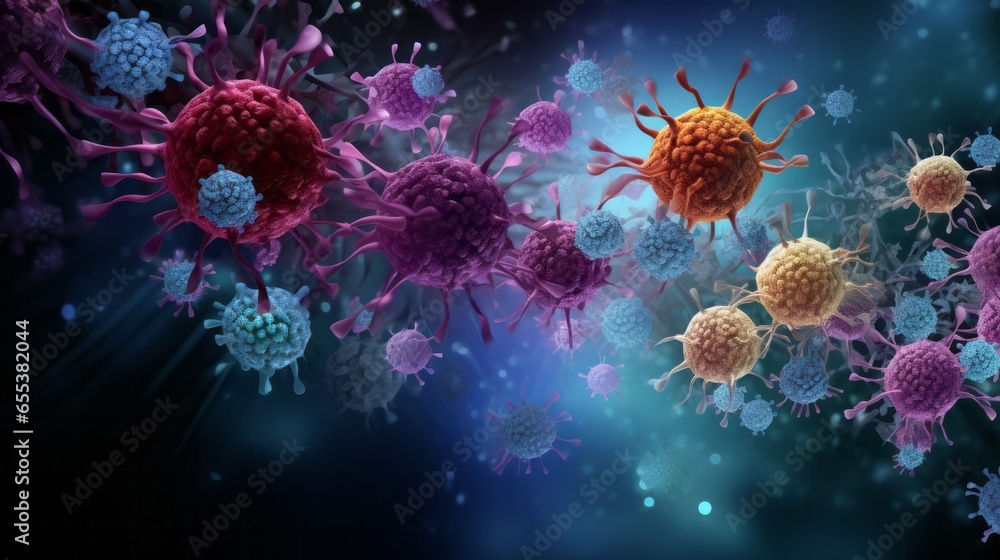 Concept of fight against COVID 19 virus. Coronavirus outbreak and coronaviruses influenza background. - obrazy, fototapety, plakaty 