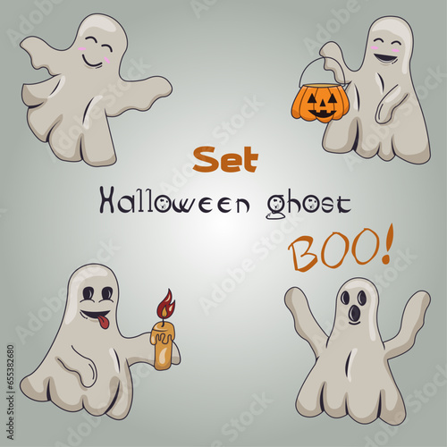 Set of funny ghosts for Halloween
