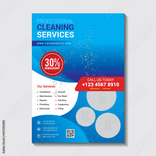 Cleaning Service flyer template. Cleaning service promotional poster flyer template. Cleaning service flyer example.