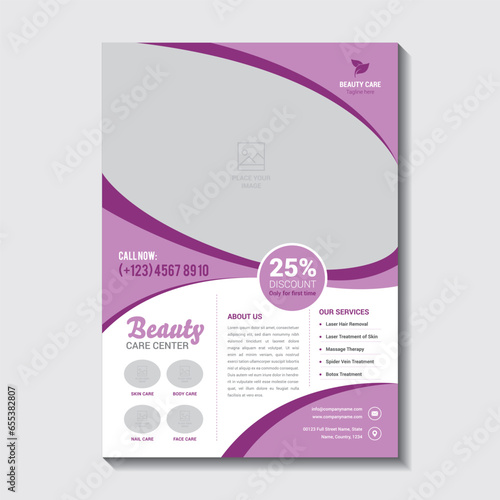 Beauty Flyer and Spa Flyer Template. Editable Poster and brochure Cover for Beauty Spa Business