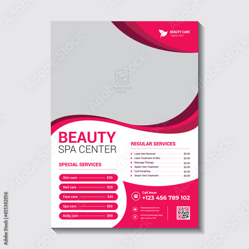 Beauty Flyer and Spa Flyer Template. Editable Poster and brochure Cover for Beauty Spa Business