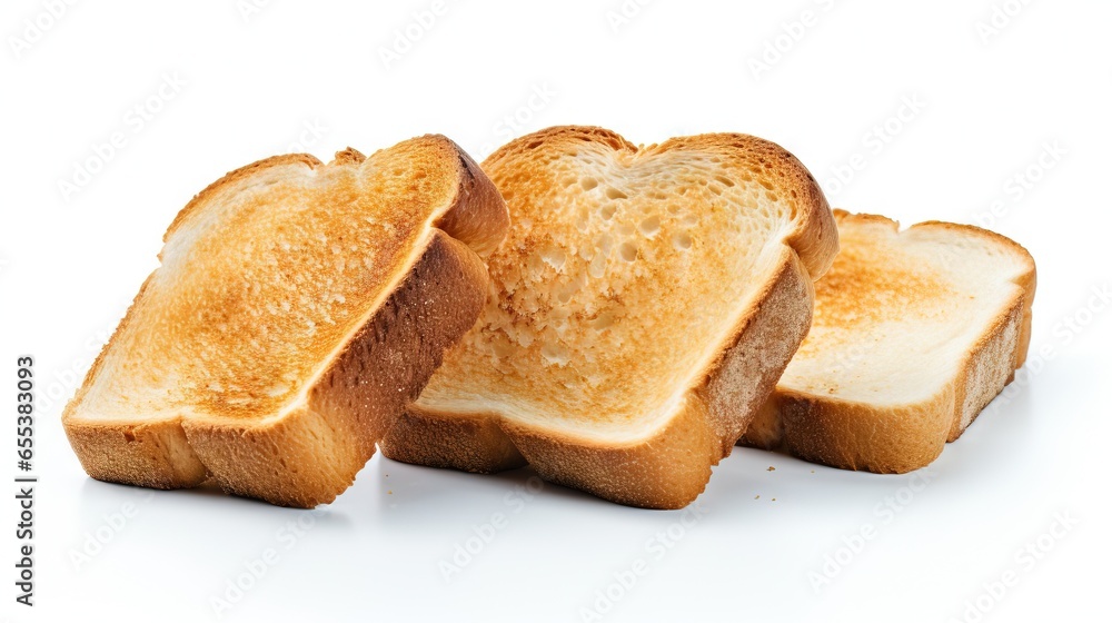 three slices of bread are shown on a white surface with a white background. generative ai three slices of bread are shown on a white surface with a white background. generative ai