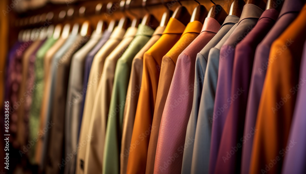 Fashion industry showcases a large collection of elegant clothing variations generated by AI Fashion industry showcases a large collection of elegant clothing variations generated by AI