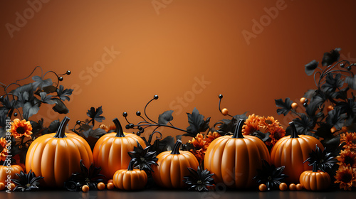 halloween background with pumpkins and decorations