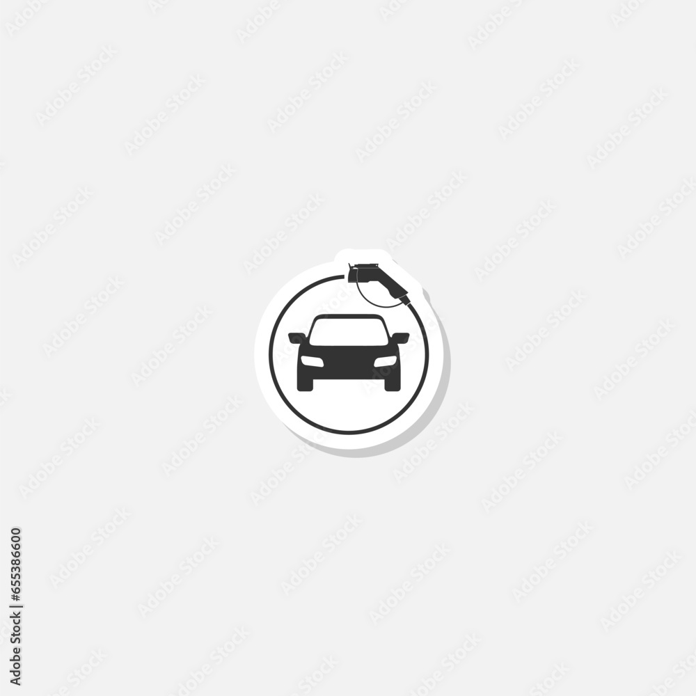 Car charging icon sticker isolated on gray background Car charging icon sticker isolated on gray background