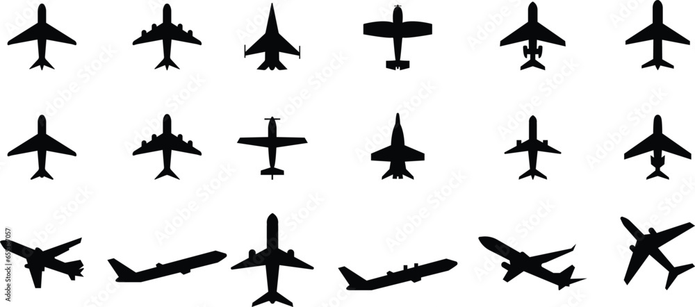 Set airplane icon. Aircrafts flat style - stock vector .plane line icon on white background