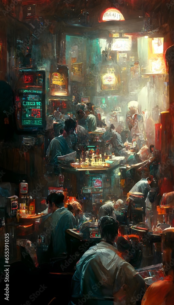 promptfull page painting of a checkers drinking game in a crowded pub sketched in a cyberpunk style pale colours white paper cinematic composition hyper realistic octane render 8K old fine details 