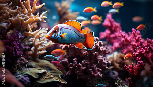 The vibrant colors of underwater nature showcase the beauty in sea life generated by AI