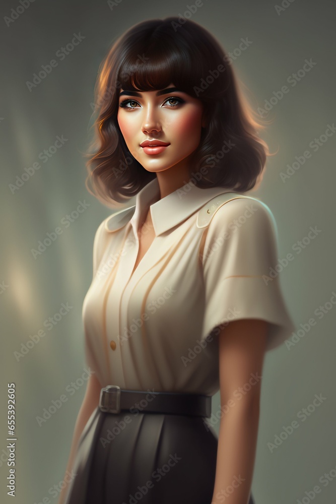 A short hear woman in classical style A short hear woman in classical style