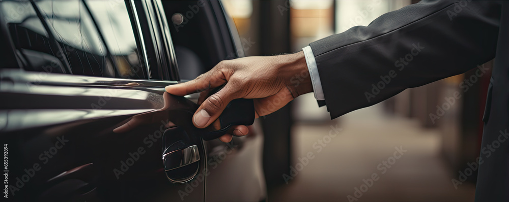 Detail or close up of man hand opening a car door handle. backlight photo. Detail or close up of man hand opening a car door handle. backlight photo.