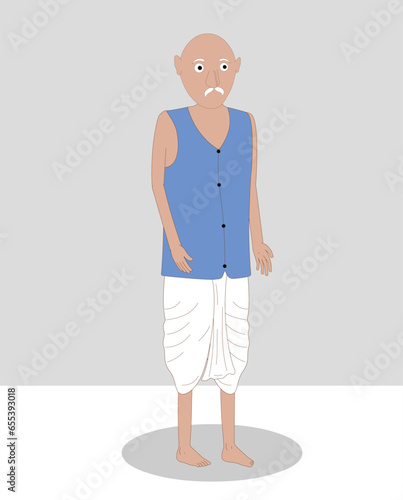 Indian village old men three quarter cartoon character design for moral stories