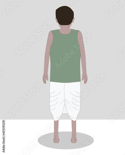 Indian village boy back cartoon character design for moral stories