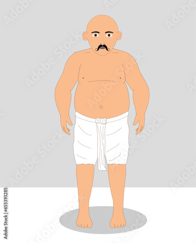 Indian pehelwan front cartoon character design for moral stories