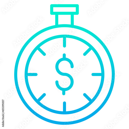 Outline gradient Dollar Timer icon