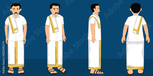 Indian tamil men cartoon character design for moral stories