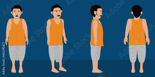 Indian village men cartoon character design for moral stories