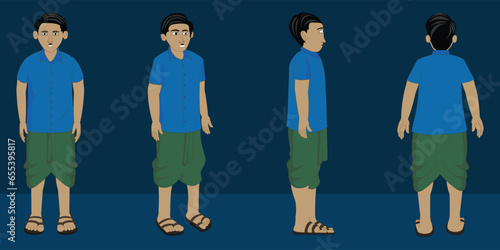 Indian village men cartoon character design for moral stories