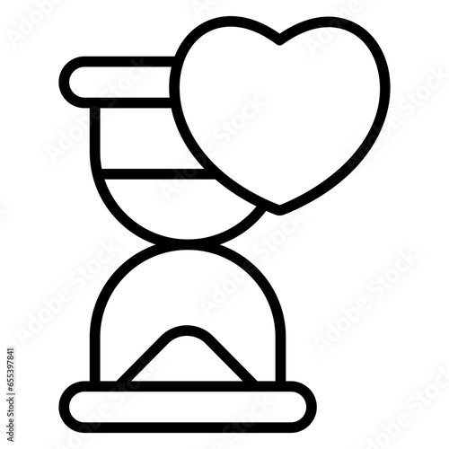 Outline Love sand glass icon