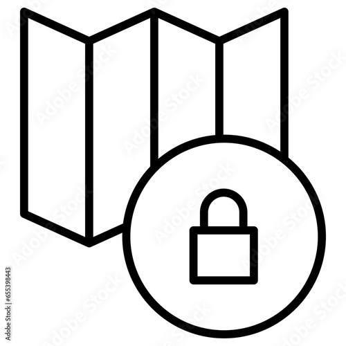 Outline Lock Map icon