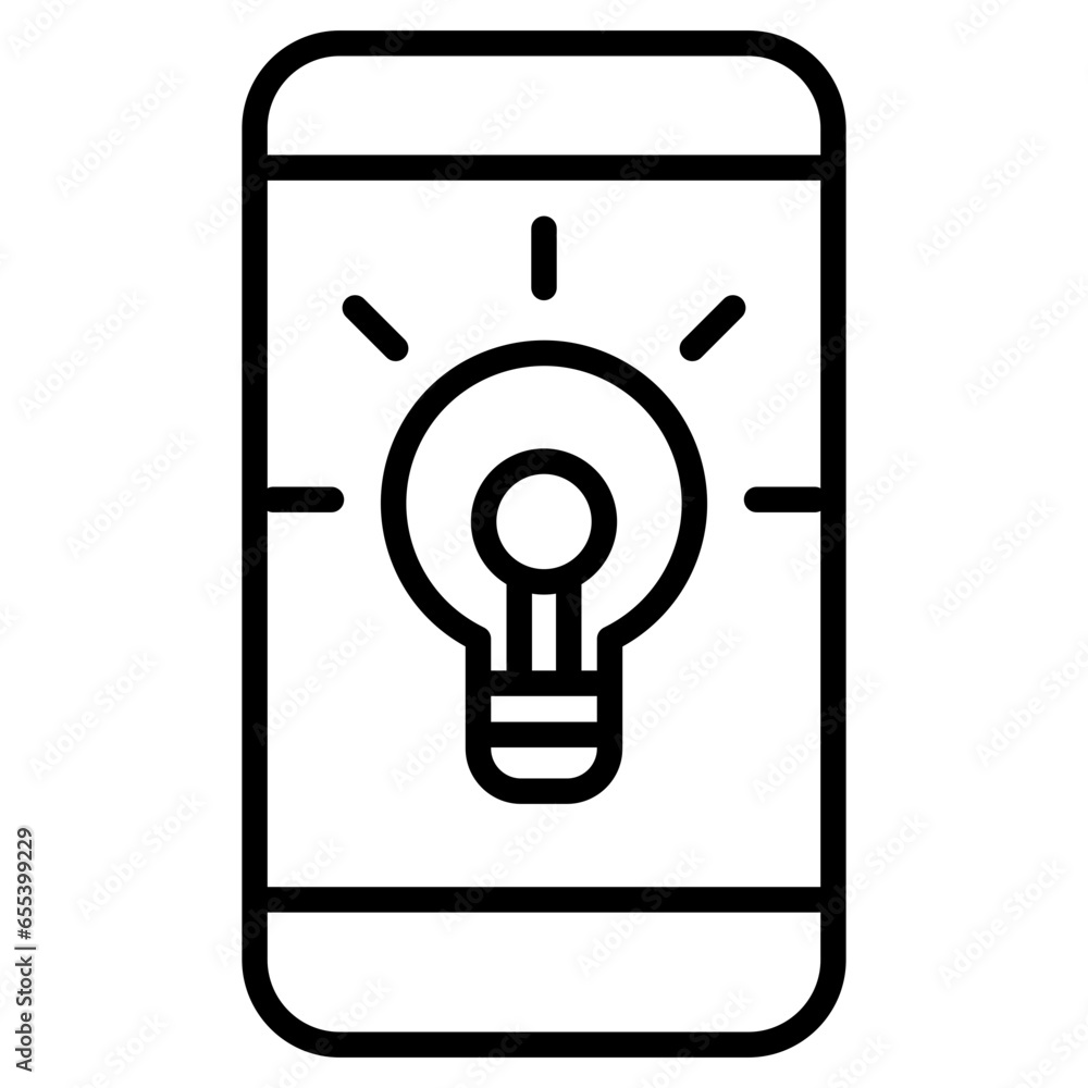 Outline Mobile bulb Marketing icon Outline Mobile bulb Marketing icon