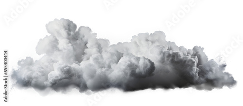 Fluffy cloud with dark and white smoke on transparent background. Generative AI