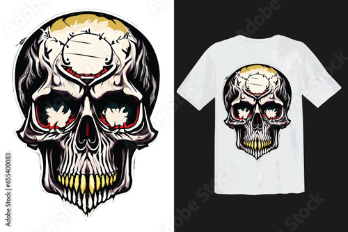 Skull scary vector illustration for t-shirt design