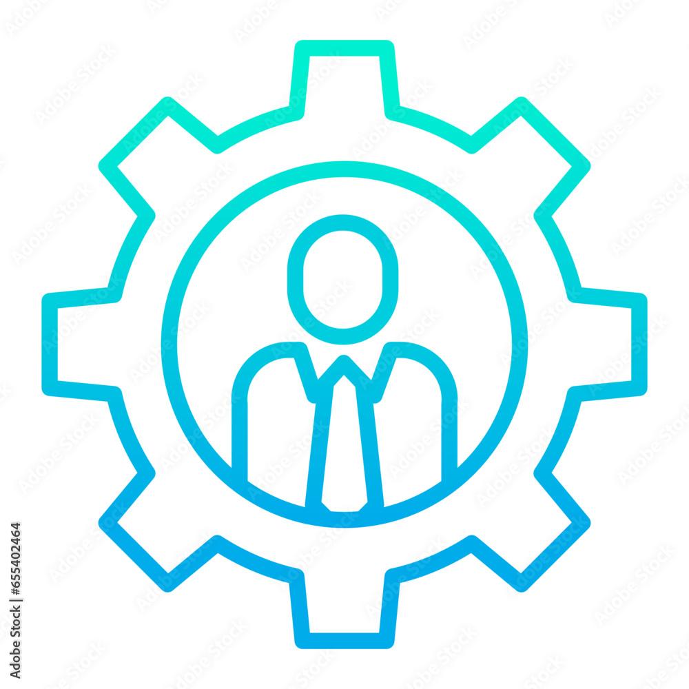 Outline gradient Boss Management cog icon Outline gradient Boss Management cog icon