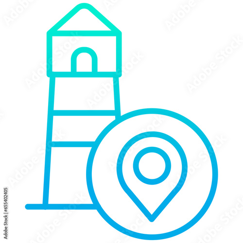 Outline gradient Light house Location icon