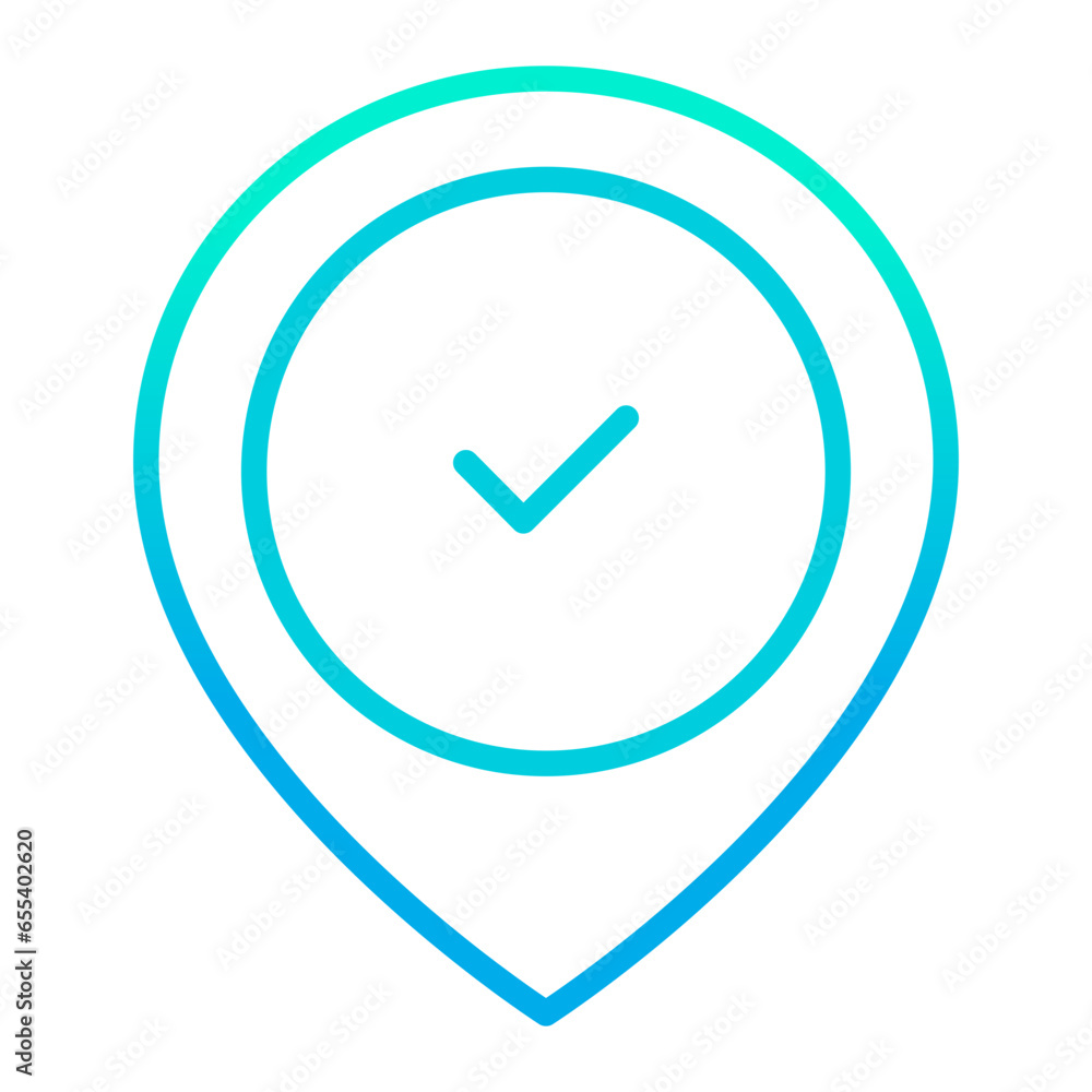 Outline gradient Approved Location Map icon Outline gradient Approved Location Map icon