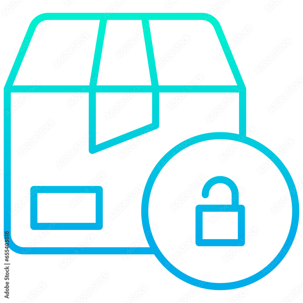 Outline gradient Package box Unlock icon Outline gradient Package box Unlock icon